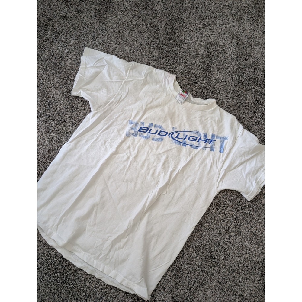 Bud Light T Shirt Men's Large White Short‎ Sleeve Graphic Tee